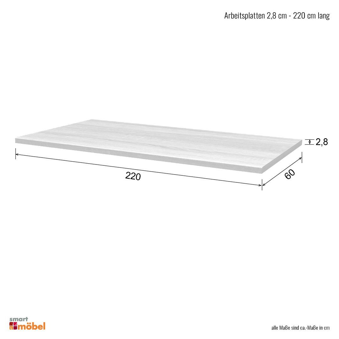 Flex-Well Arbeitsplatte - 220 x 60 x 2,8 cm - San Remo Eiche