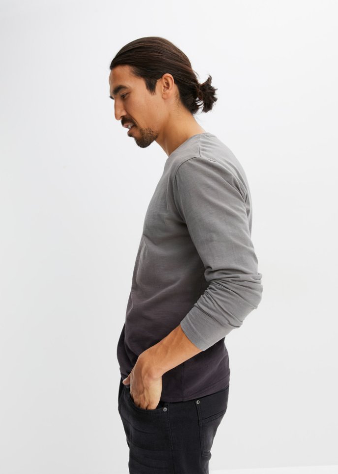 Langarmshirt mit Farbverlauf, Slim Fit