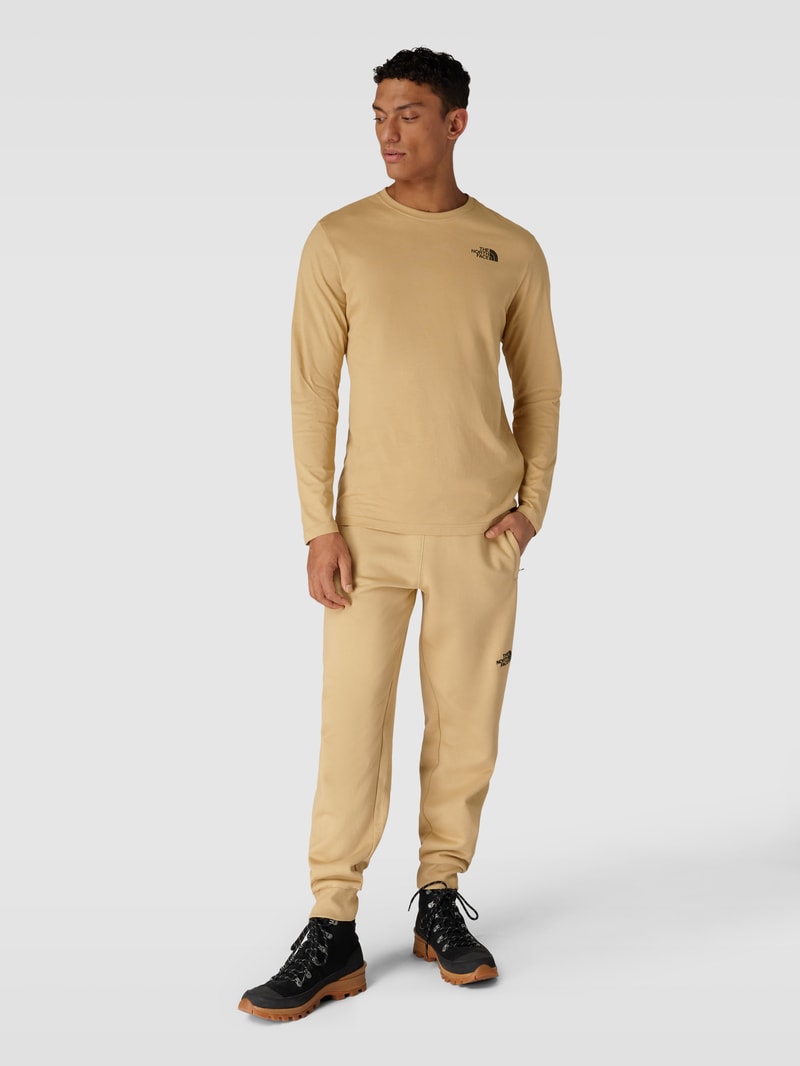 Longsleeve mit Label-Print Modell 'RED BOX' in beige