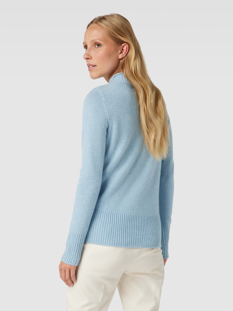 Strickpullover aus Wolle mit Stehkragen in bleu