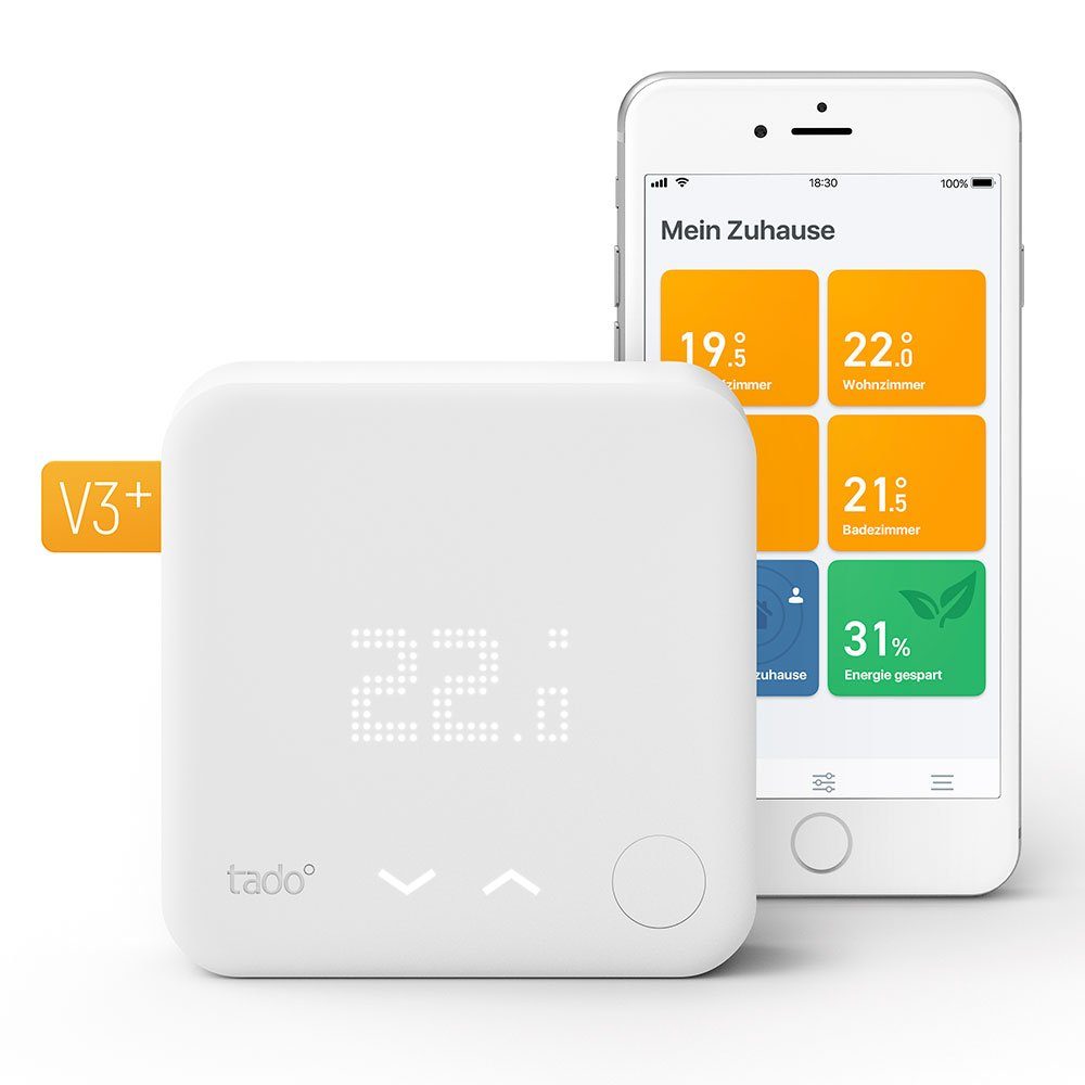 Tado Heizkörperthermostat Starter Kit - Smartes Thermostat V3+ (Verkabelt) für Heizthermen + FBH, (1 St)