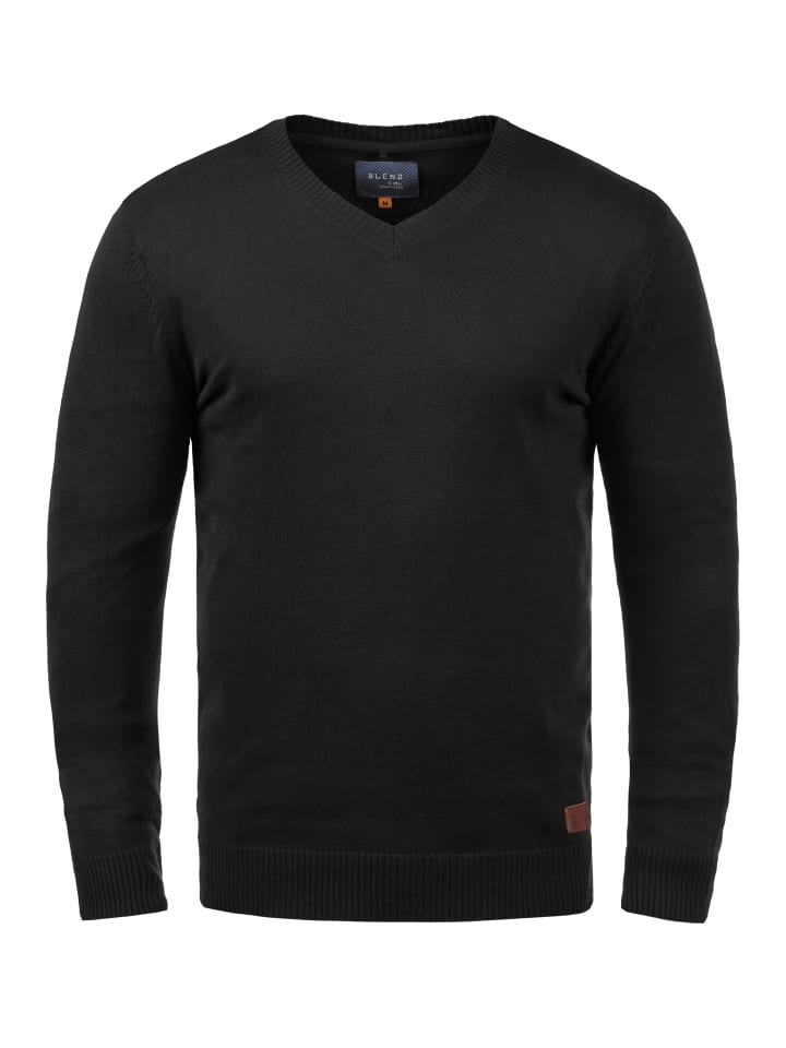BLEND Strickpullover BHLasse 20703348ME Strickpulli mit aufgestickten Ellenbogenpatches in Schwarz günstig kaufen