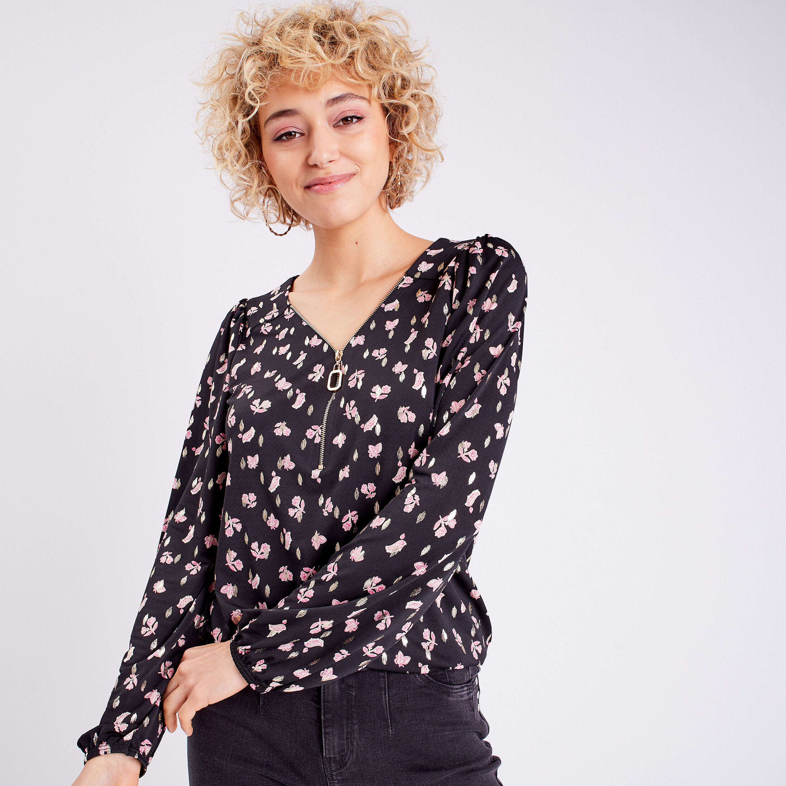 T-shirt manches longues noir femme | Cache Cache