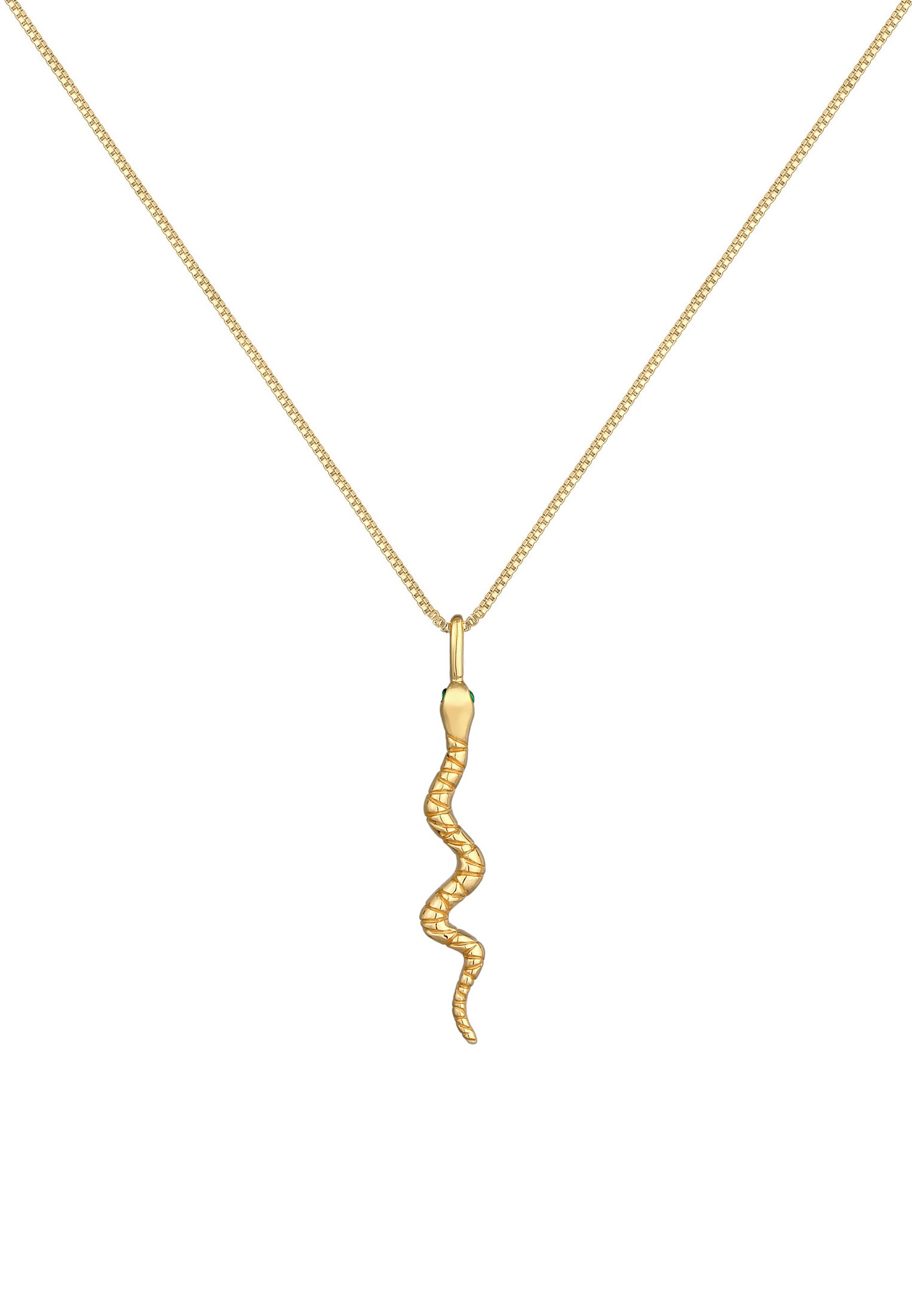 Elli Tendance snake pendant for women with cubic zirconia crystals in 925 sterling silver plated gold