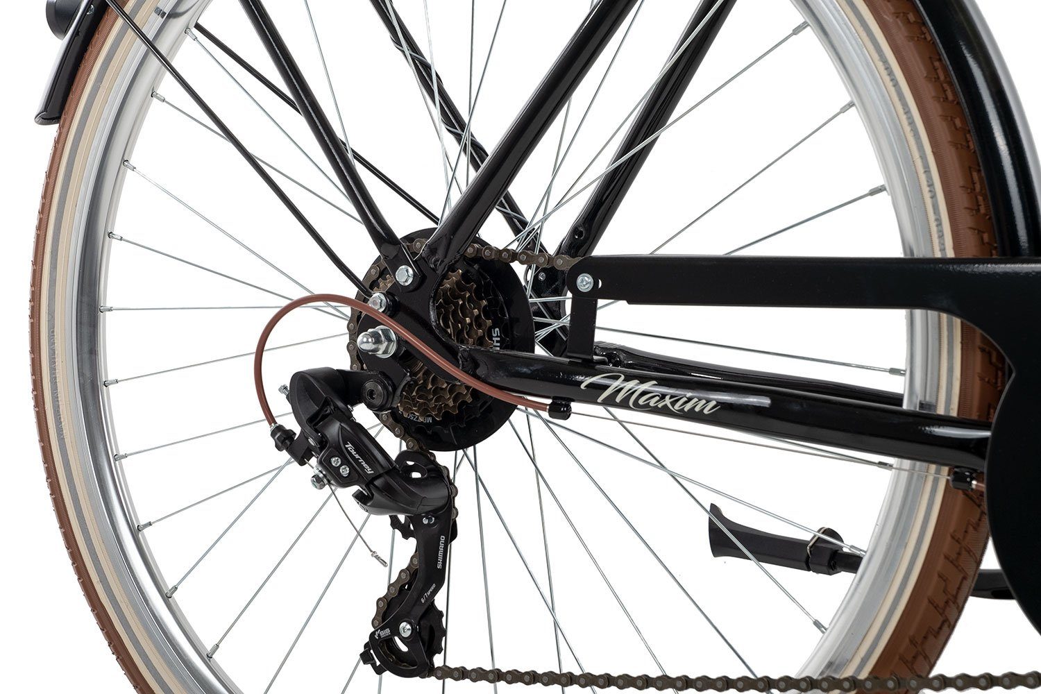 Maxim Cityrad La Vita, 7 Gang Shmano Tourney 7 Schaltwerk, Kettenschaltung, Citybike schwarz/grau