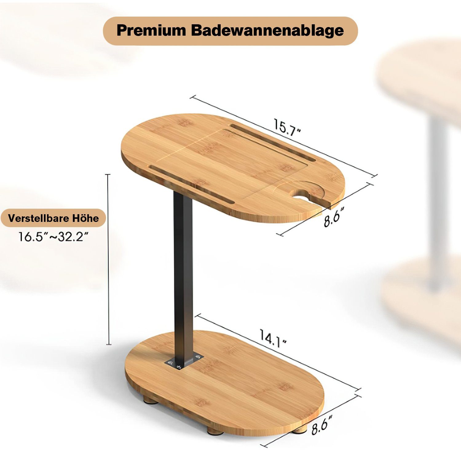 TOPMELON Beistelltisch Klappbarer Laptoptisch Sofatisch Wannenablage holz