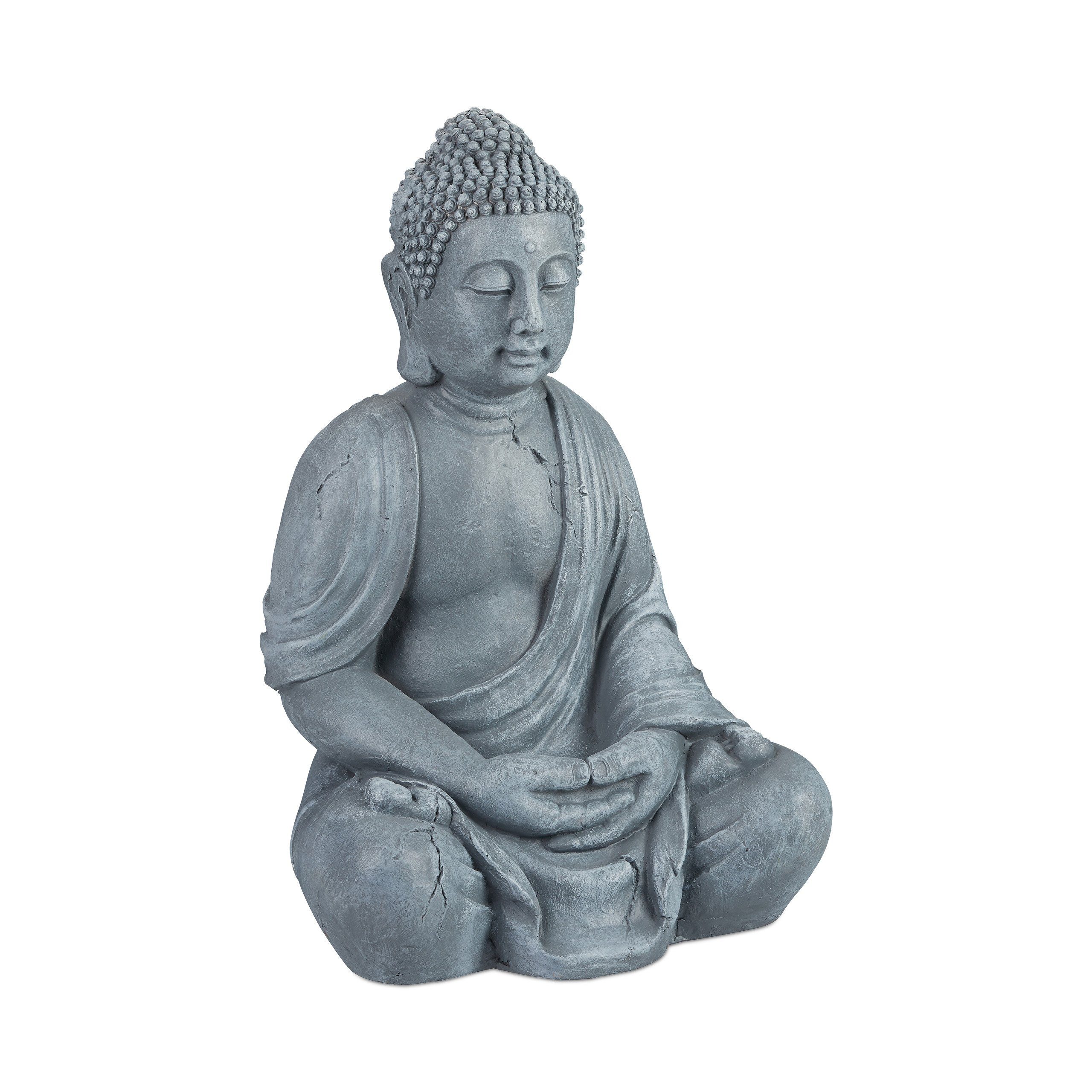 relaxdays Buddhafigur Buddha Figur 70 cm, hellgrau