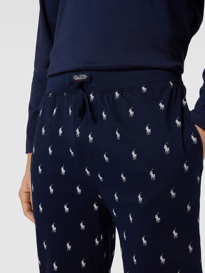 Pyjama mit Label-Details in marineblau