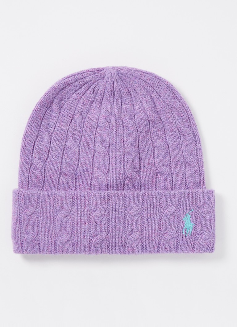 Ralph Lauren  Kabelgebreide muts in kasjmierblend met logoborduring