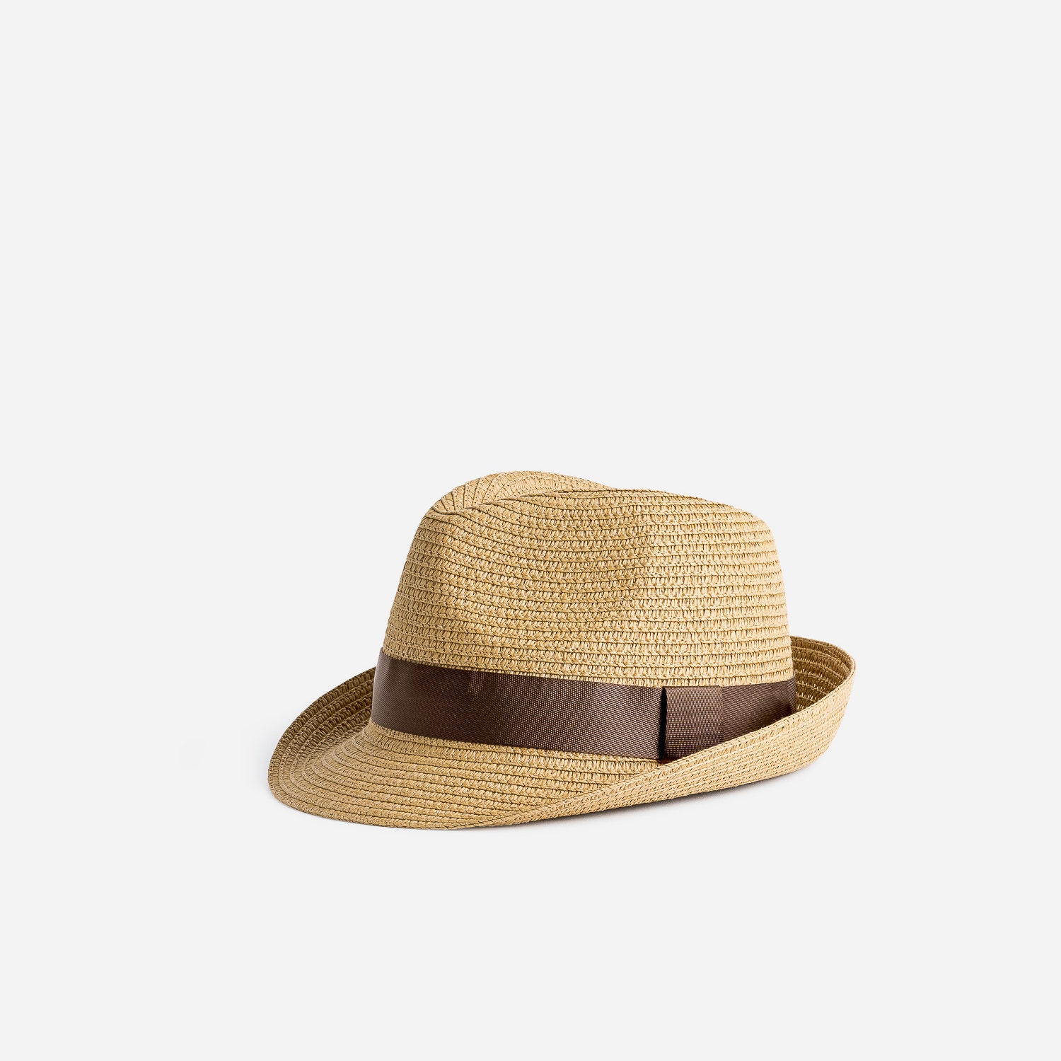 Chapeau beige en paille avec galon marron