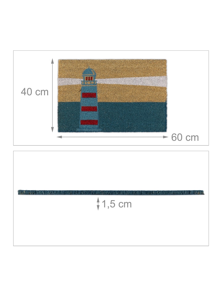 relaxdays Fußmatte Kokos Leuchtturm - (L)60 x (B)40 cm günstig kaufen onesize