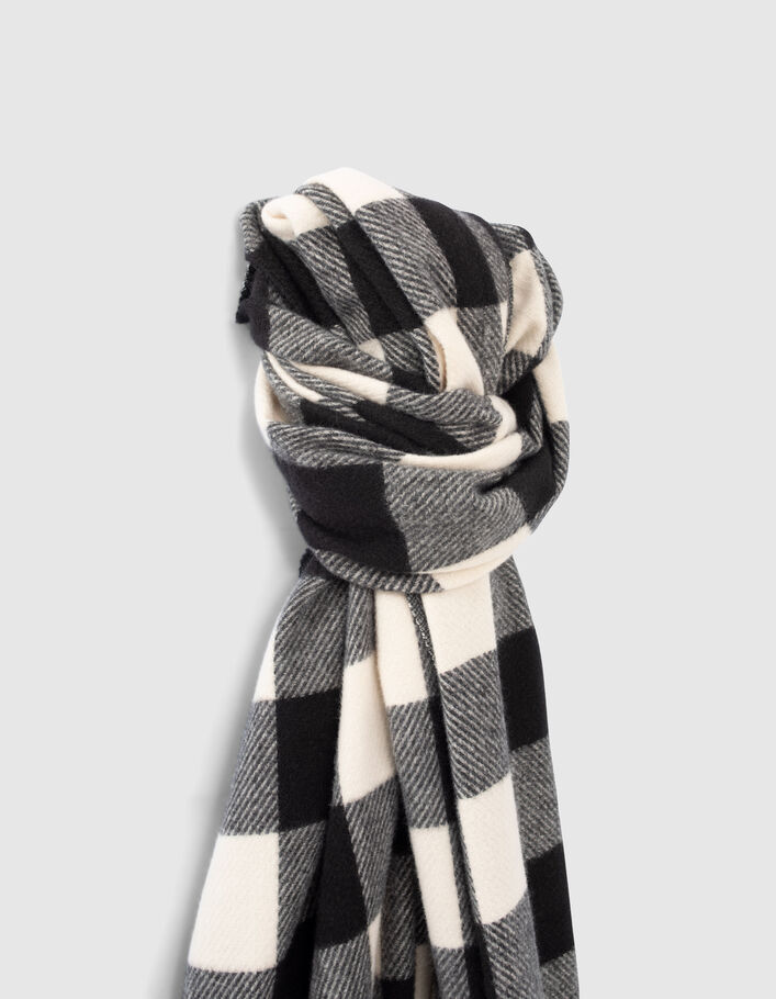 Echarpe noire à motif carreaux Homme