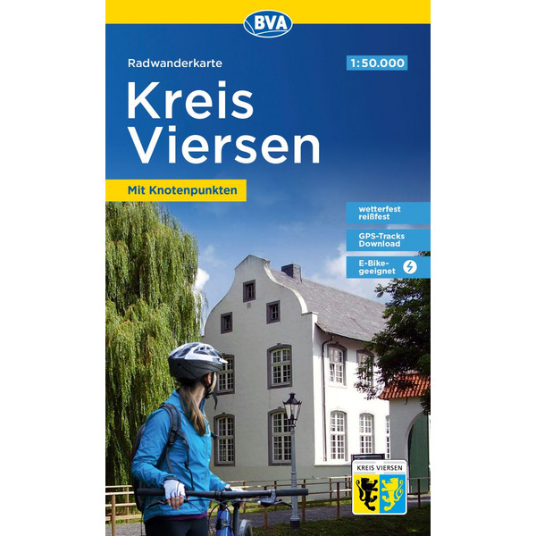 RADWANDERKARTE BVA KREIS VIERSEN MIT KNOTENPUNKTEN, 1:50.000