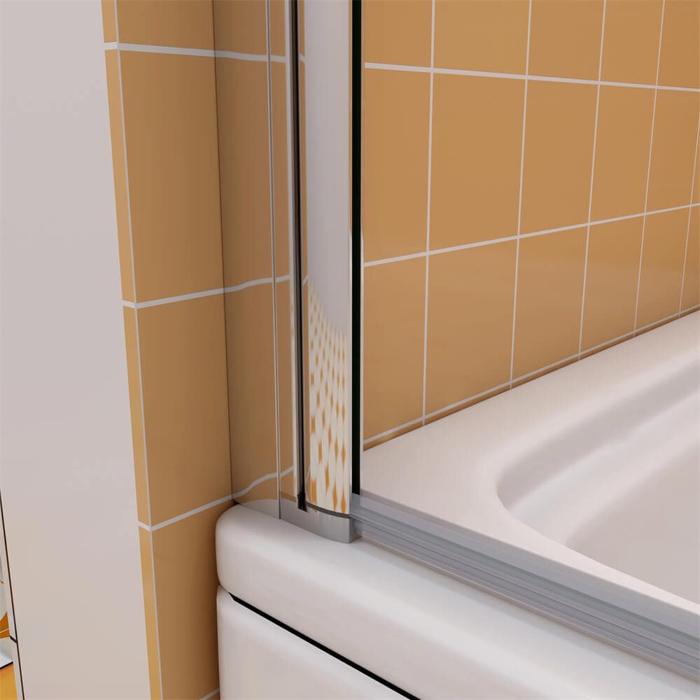 duschspa Badewannenaufsatz Badewannenaufsatz mit weißen Streifen Faltwand auf Badewanne NANO Glas, Einscheibensicherheitsglas, Sicherheitsglas, (Set), Breite 120cm, Höhe 140cm, Glas