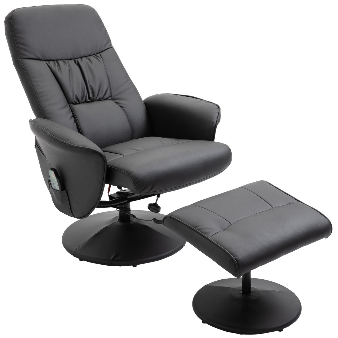 HOMCOM Massagesessel mit Fußhocker Massagesessel Relaxsessel TV-Sessel145°-Neigung Liegesessel Ergonomischer Stuhl mit 10 Vibrationpunkte Kunstleder Schwarz 76 x 81 x 105 cm
