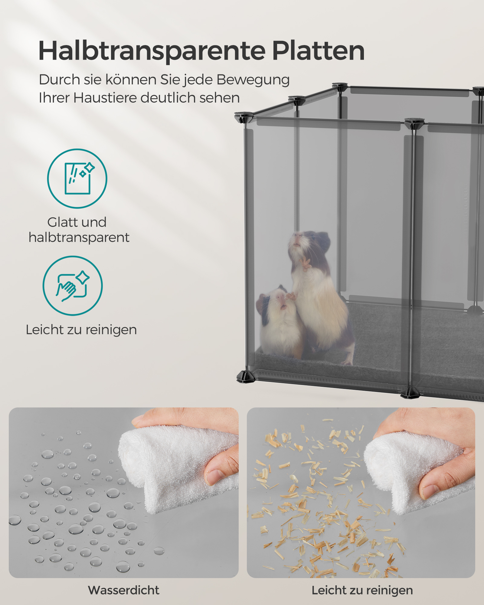SONGMICS SONGMICS 2er set L-XL Freigehege mit Bodenplatten