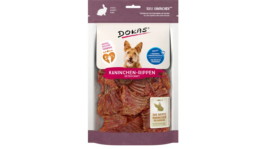 Dokas Hundesnack Kaninchen-Rippen mit Fleich 100 g