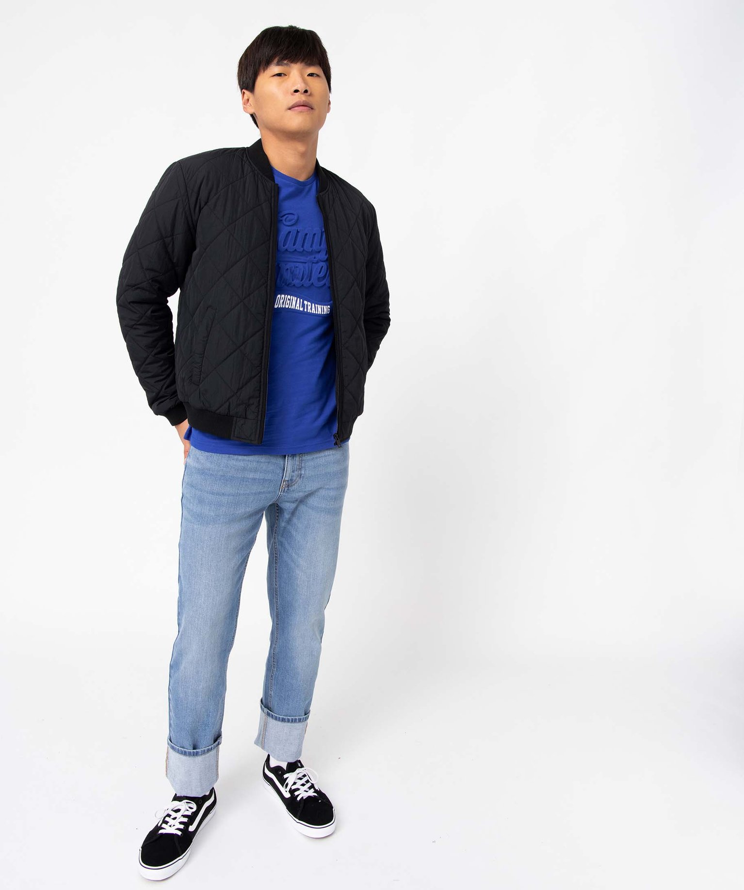 Tee-shirt homme avec inscription gaufrée - Camps United bleu | GEMO