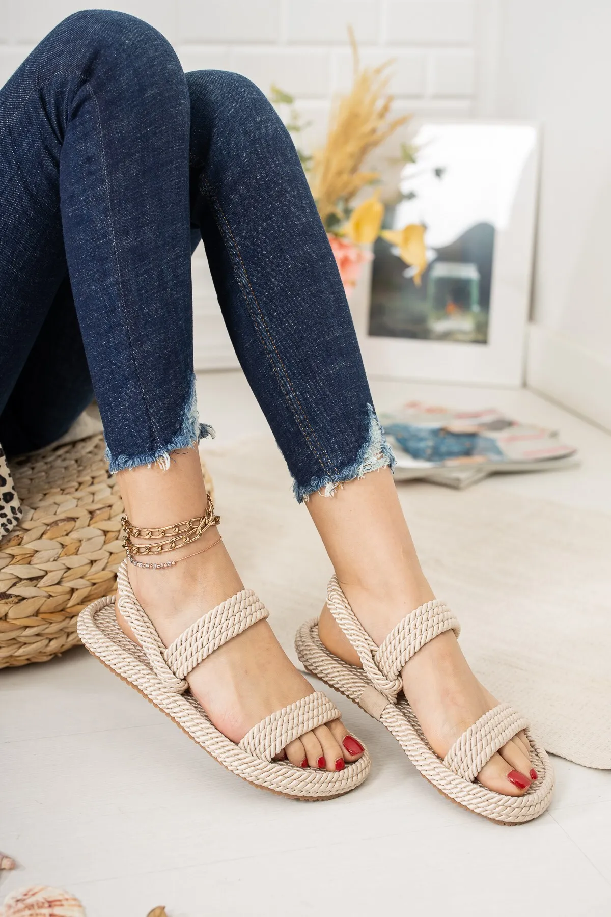 Fox Shoes  Ten Rope String Straw Damensandalen K596012104