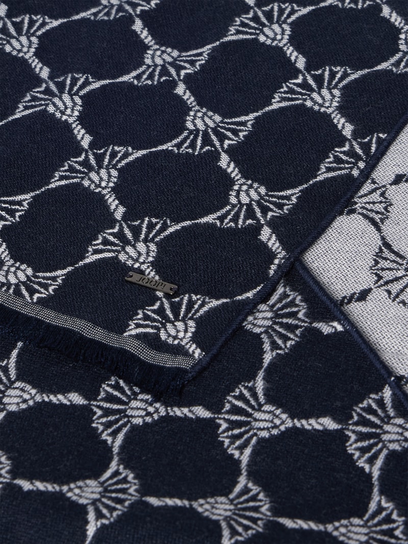 Schal aus Viskose mit Allover-Muster Modell 'Felix' in marineblau