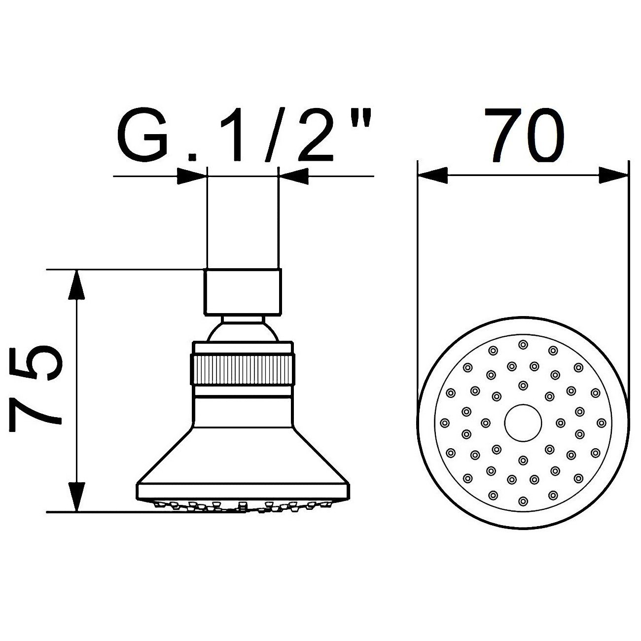 Daloual Kopfbrause Duschkopf mit Antikalkdüsen, (Vorteils-Set, 1-tlg., 46 Düsen, 1/2 Zoll Normanschluss), wassersparend, Kugelgelenk, schwenkbar, massives Messinggehäuse