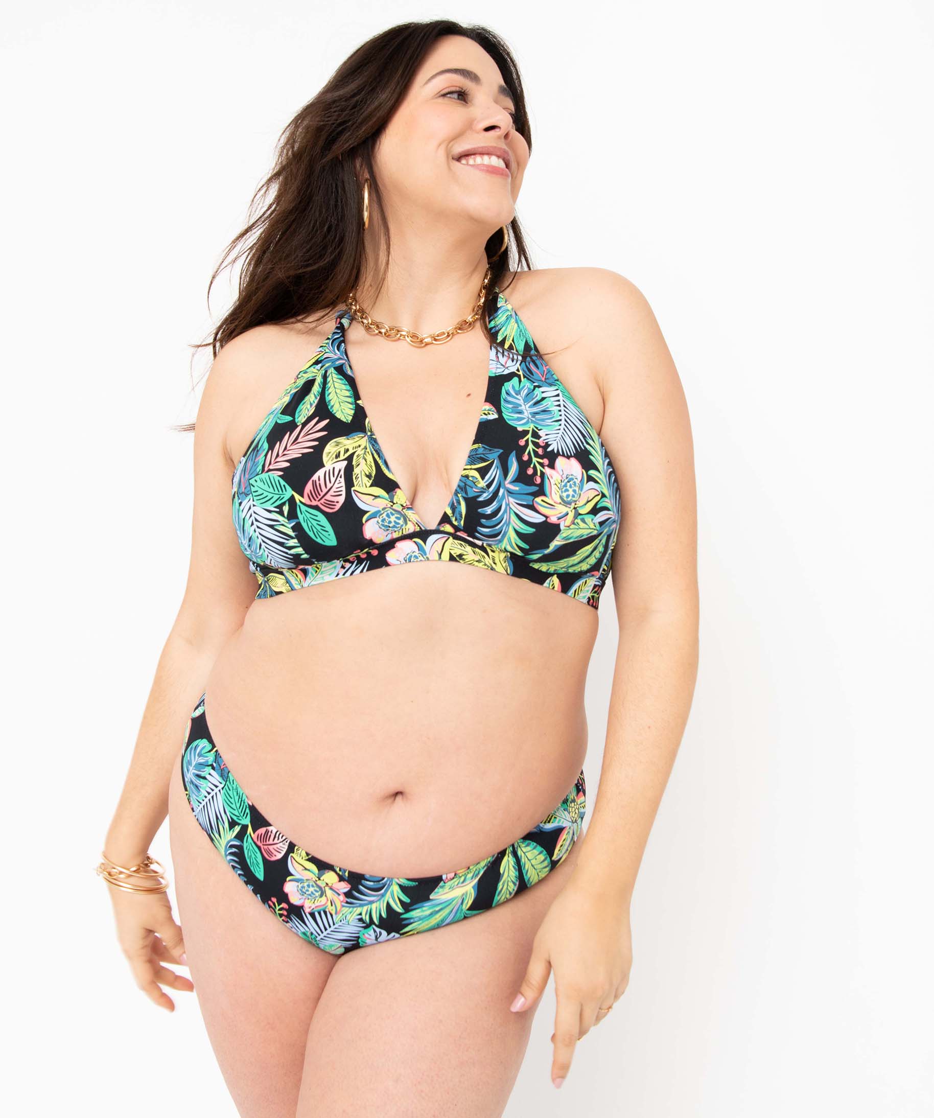 Haut de maillot de bain femme grande taille forme triangle imprime | GEMO