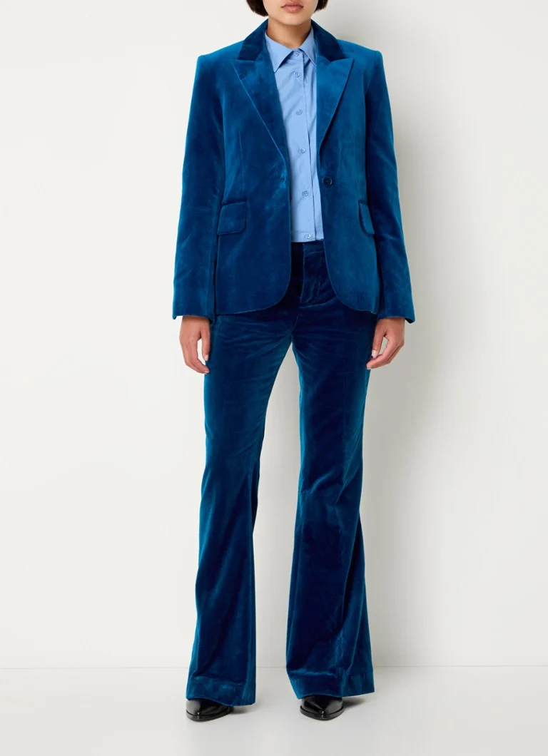 Pantaloni evazați din catifea cu talie înaltă și buzunare laterale, model Prevy de la Zadig&Voltaire.