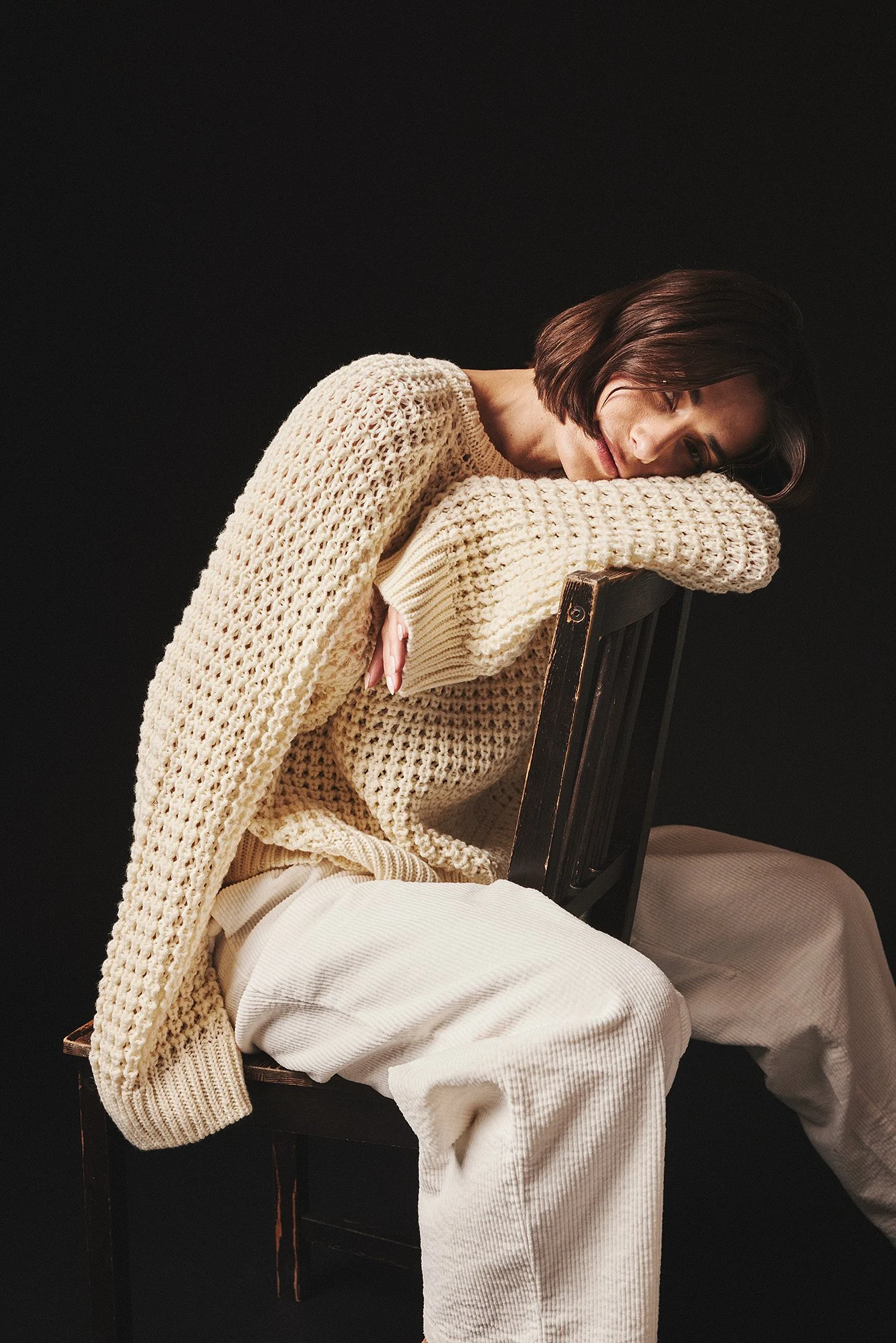 Rundhalsausschnitt Strickpullover