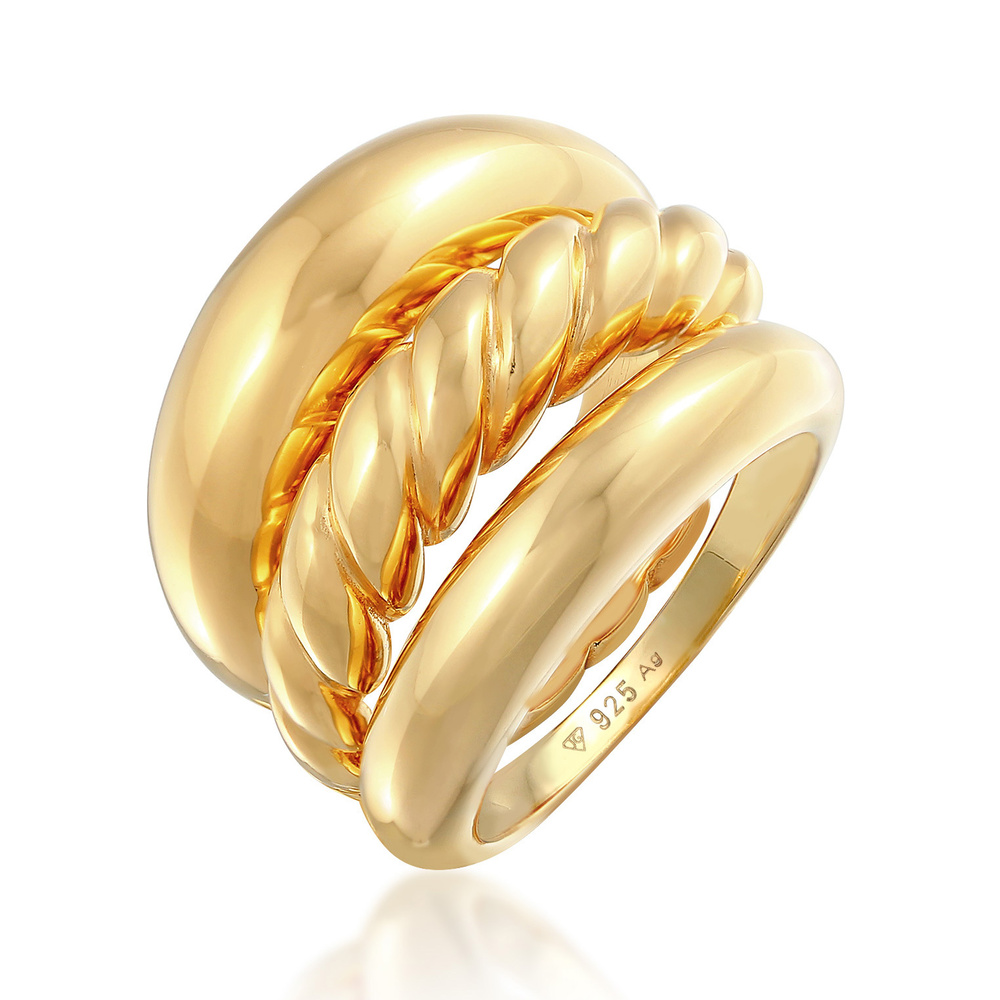 Elli PREMIUM Elli PREMIUM Bague Femmes Ensemble Basique Torsadé en Argent Sterling 925 Rhodié Bague