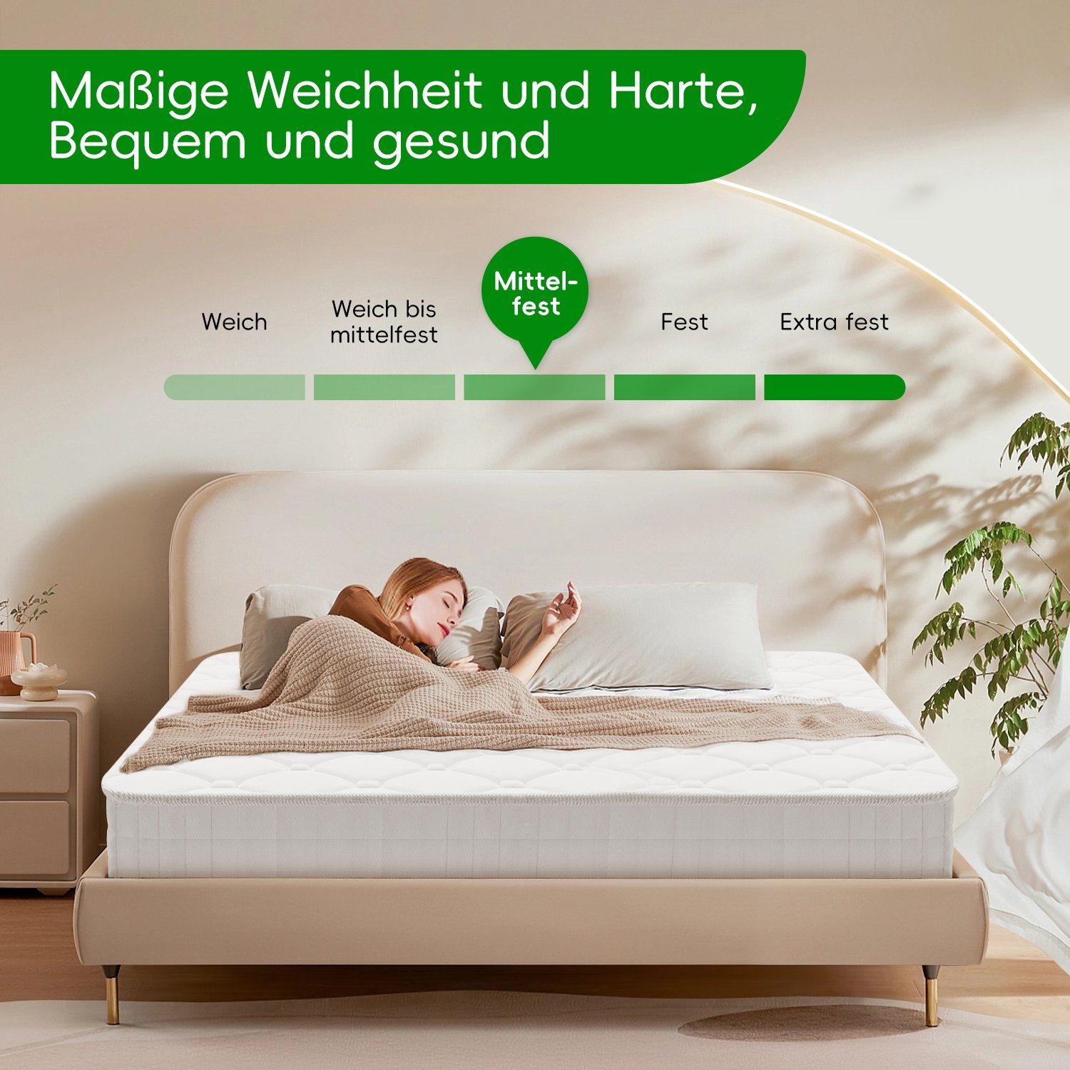 Taschenfederkernmatratze Matratze,7-Zonen,Federkernmatratze,Tonnentaschenfederkernmatratze, Portreen, 25 cm hoch, Boxspringmatratze Matratzen für Kinder und Erwachsen,90*200CM