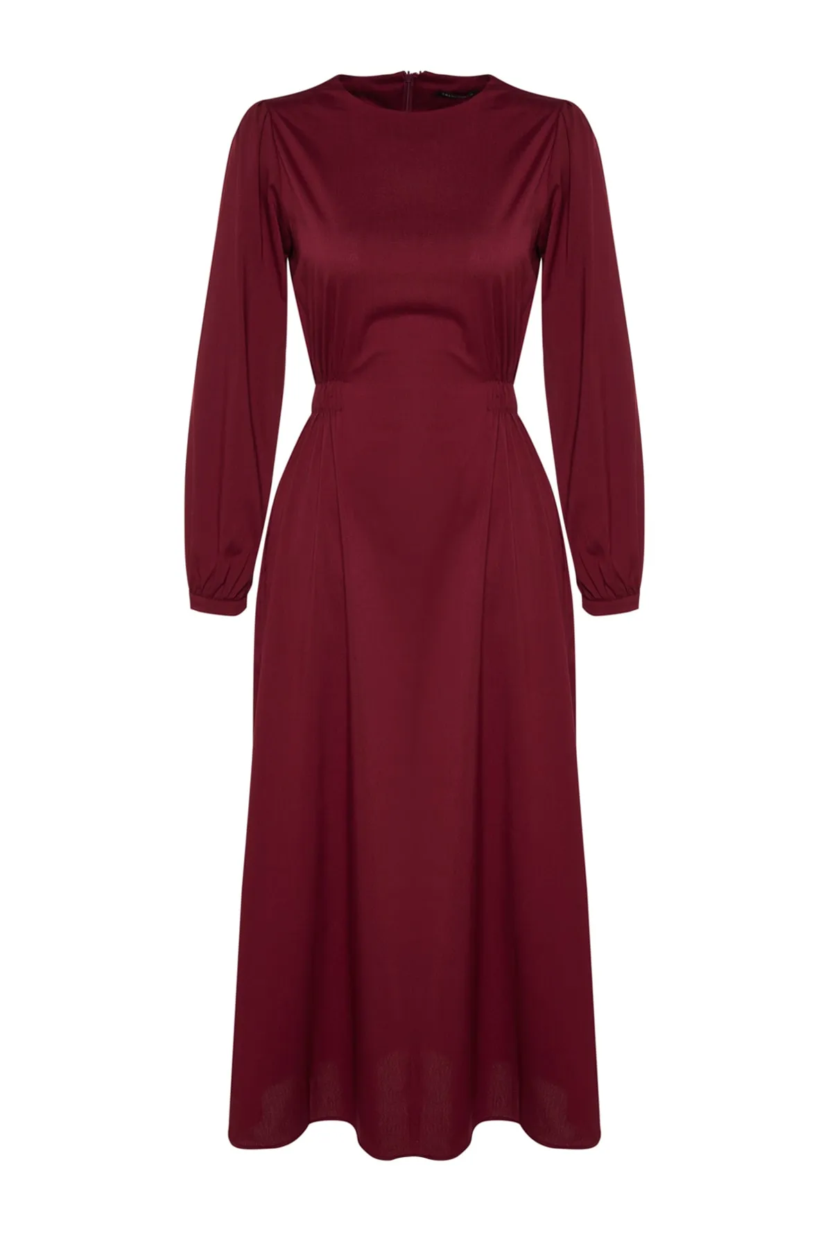Trendyol Modest  Burgunderrotes gewebtes Kleid mit Taillendetail TCTAW24EB00093