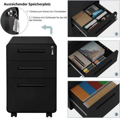 Woltu Aktenschrank (1-St) Rollcontainer mit 3 Schubladen