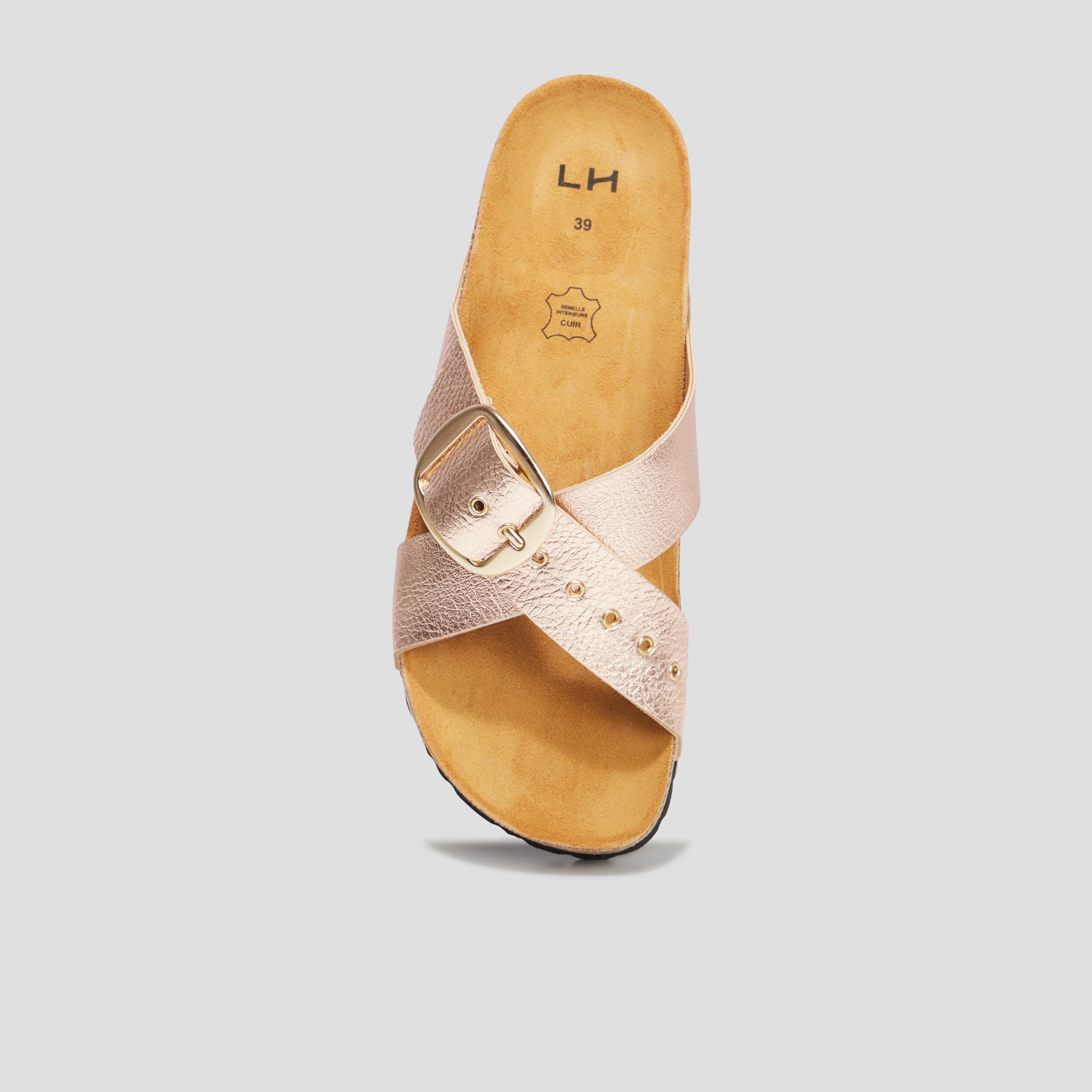 Mules brides croisées rose champagne femme | La Halle
