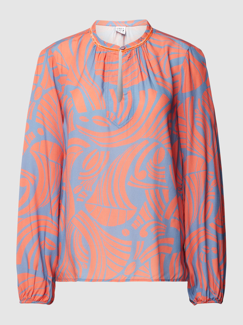 Schluppenbluse mit floralem Muster in apricot