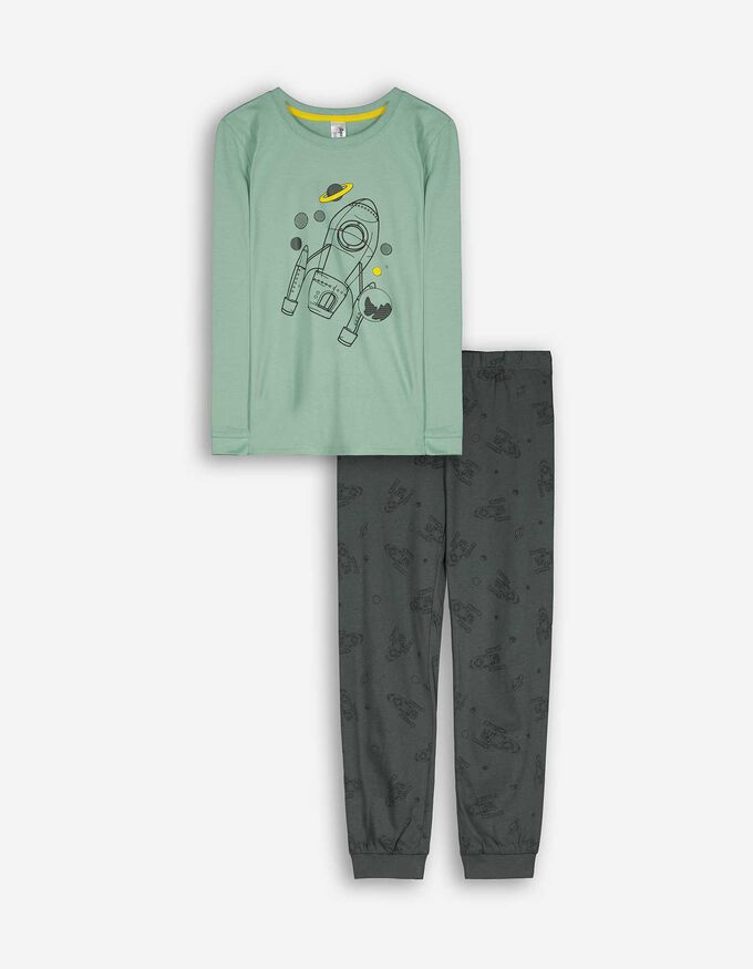 Pyjama Set aus Langarmshirt und Hose- Print