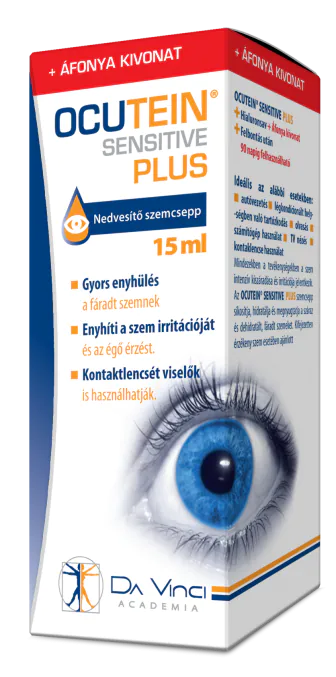„Ocutein Sensitive Plus“ drėkinamieji akių lašai su natrio hialuronatu ir mėlynių ekstraktu