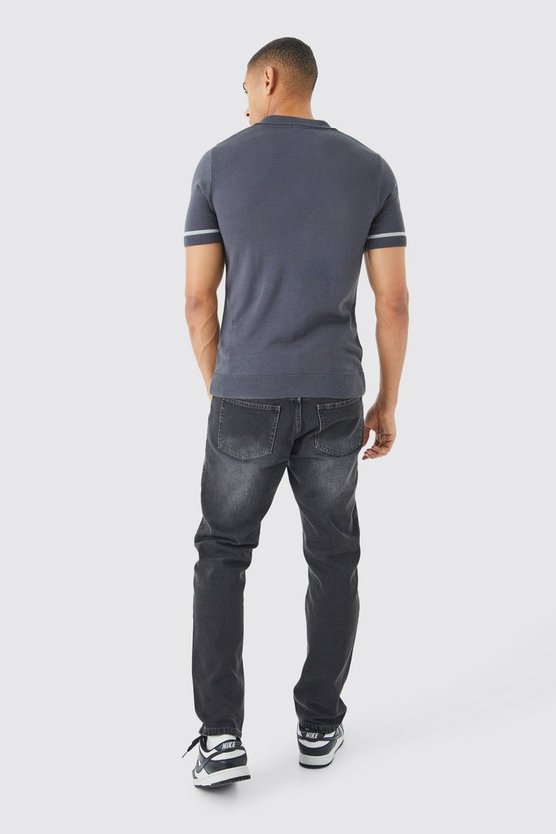Gestreiftes Muscle-Fit Colorblock Poloshirt