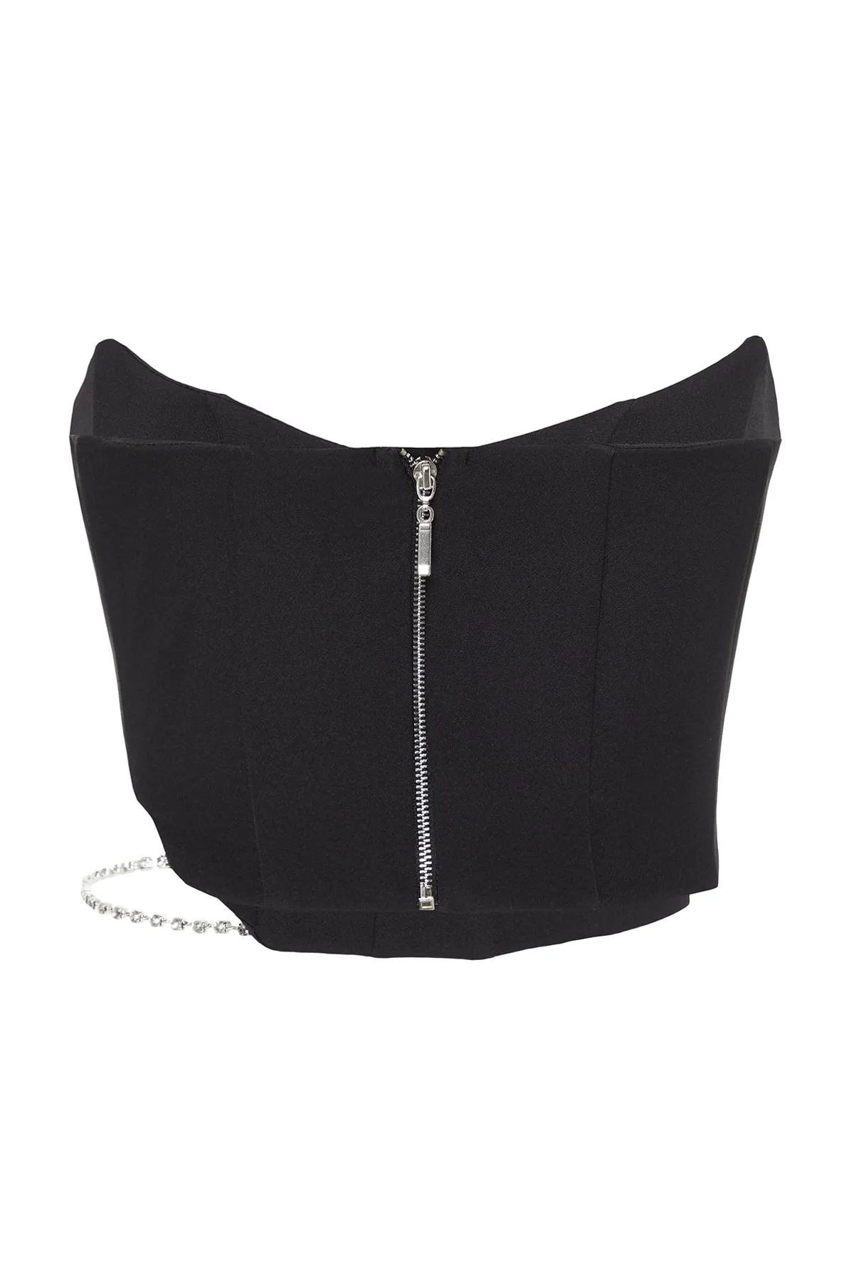 Trendyol Collection  Schwarzes Bustier mit kurzem Futter und gewebten Accessoires TPRSS23BS00035