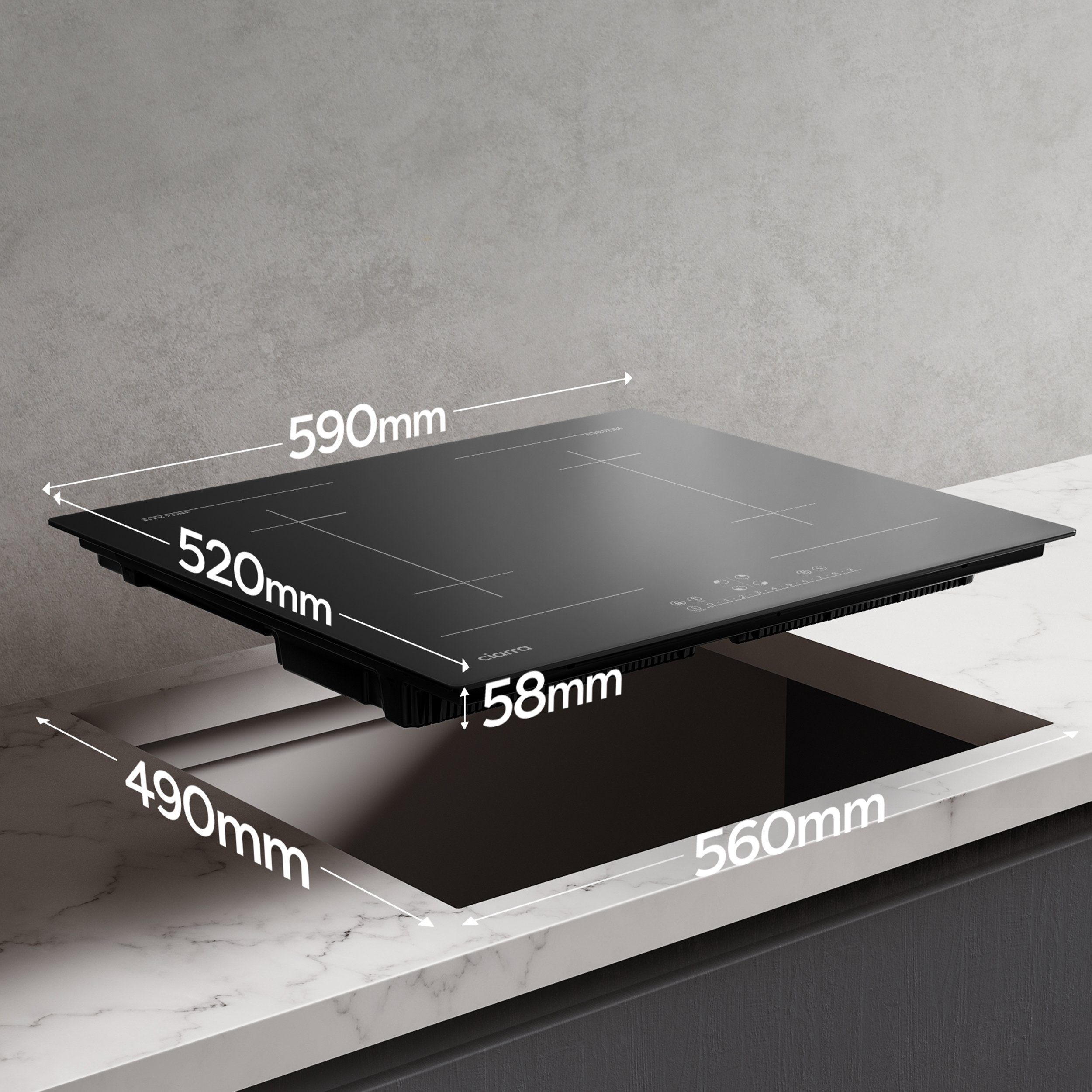 CIARRA Flex-Induktions-Kochfeld VMBIH4BF, 60cm Einbau Kochfelder 4-Zonen