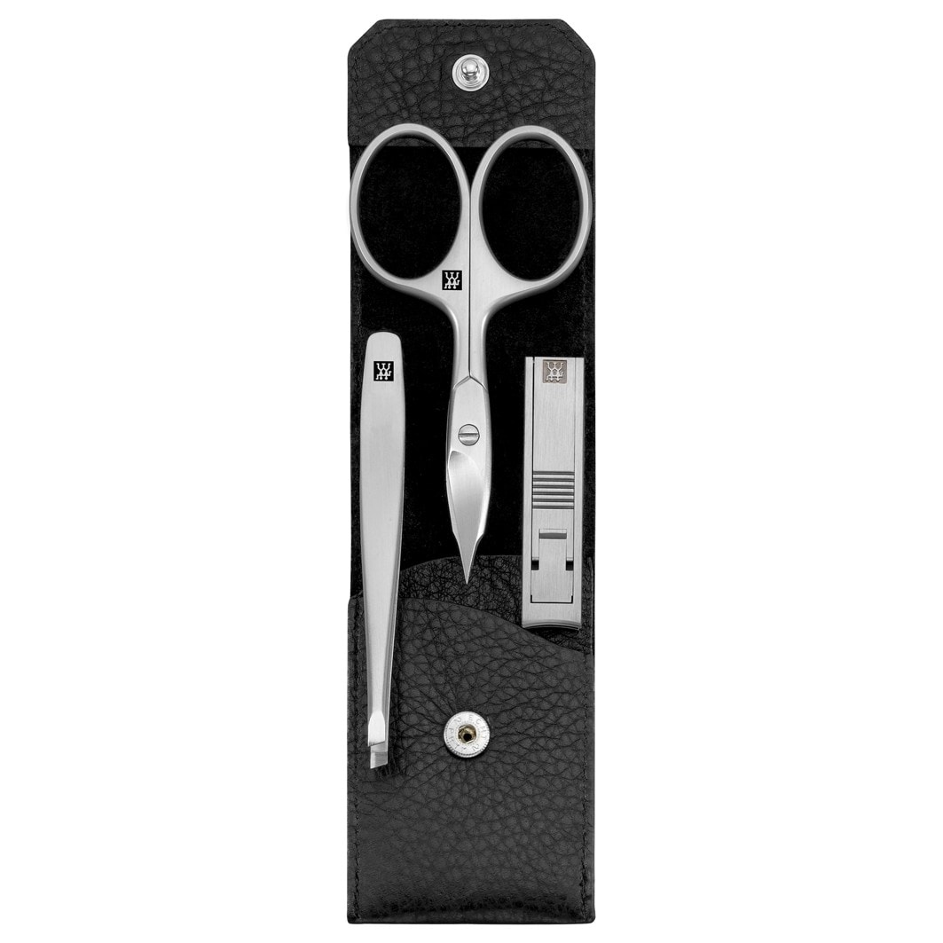 Taschen-Etui. Rindleder. schwarz. 3-tlg.