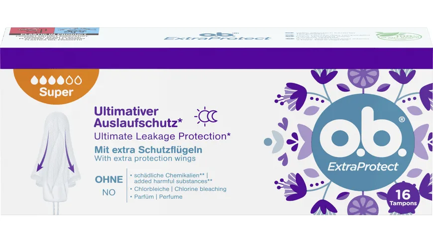 o.b. Tampons ultimativer Auslaufschutz mit extra Schutzflügeln
