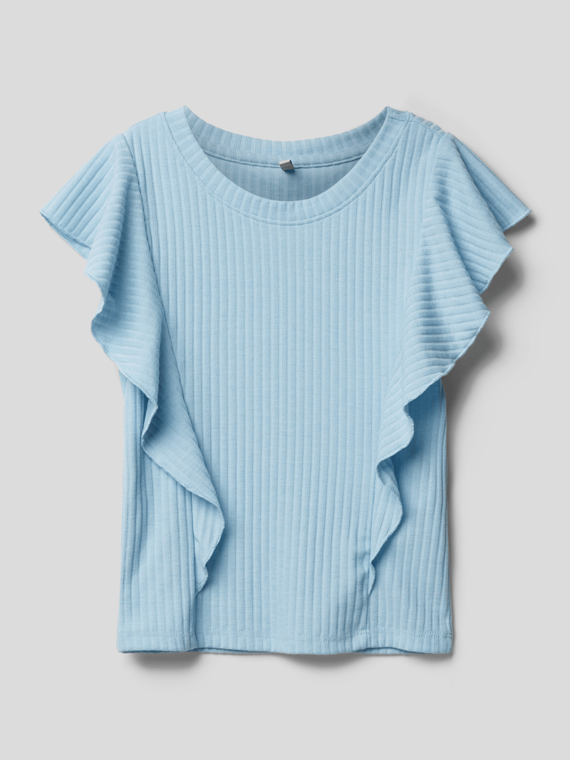 T-Shirt mit Volantärmel Modell 'KOGNELLA' in bleu