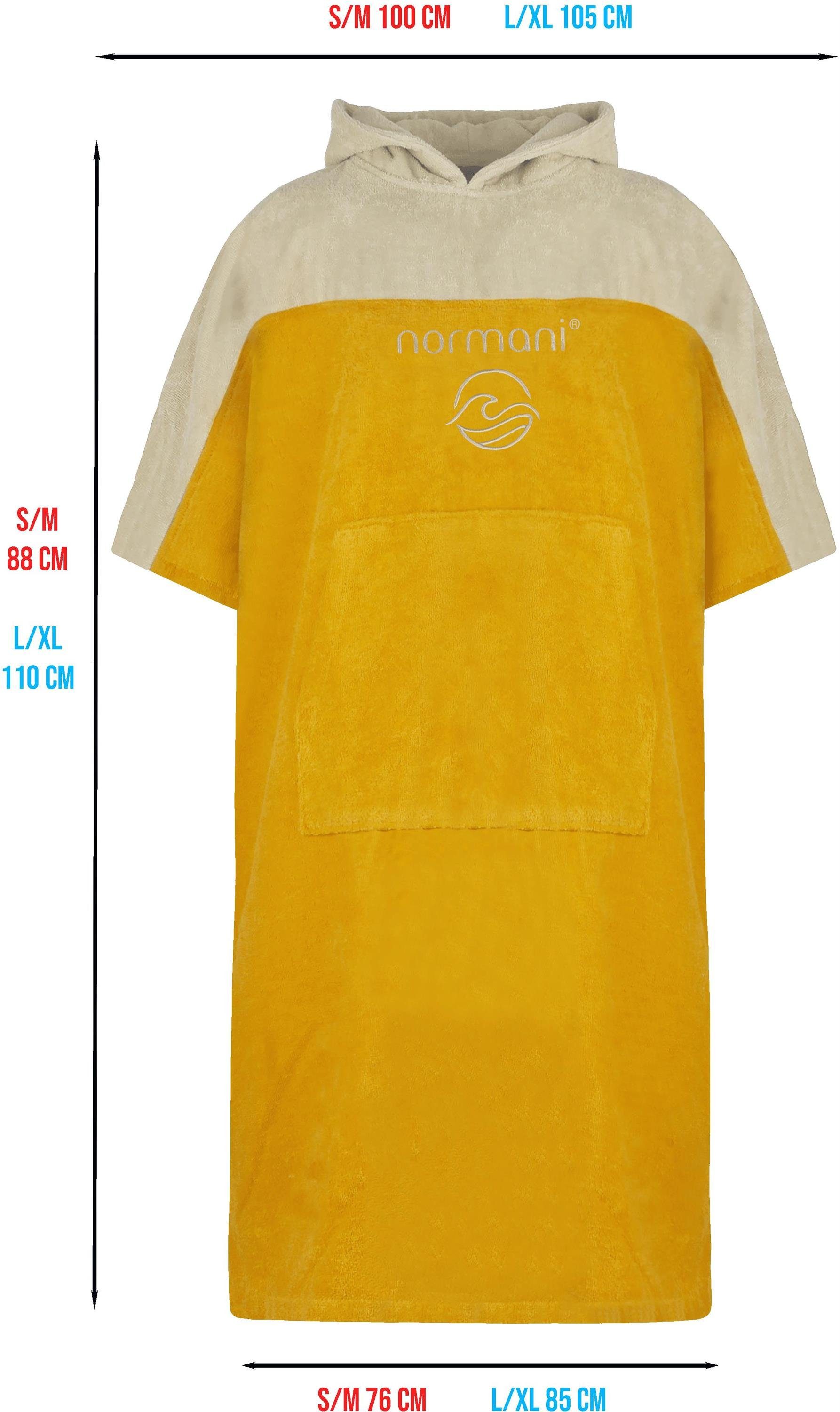 normani Badeponcho Damen Surfer Poncho Kuta, Bio-Baumwolle, Kapuze, Schlupf, Badeponcho aus 100 % saugstarker Bio-Baumwolle