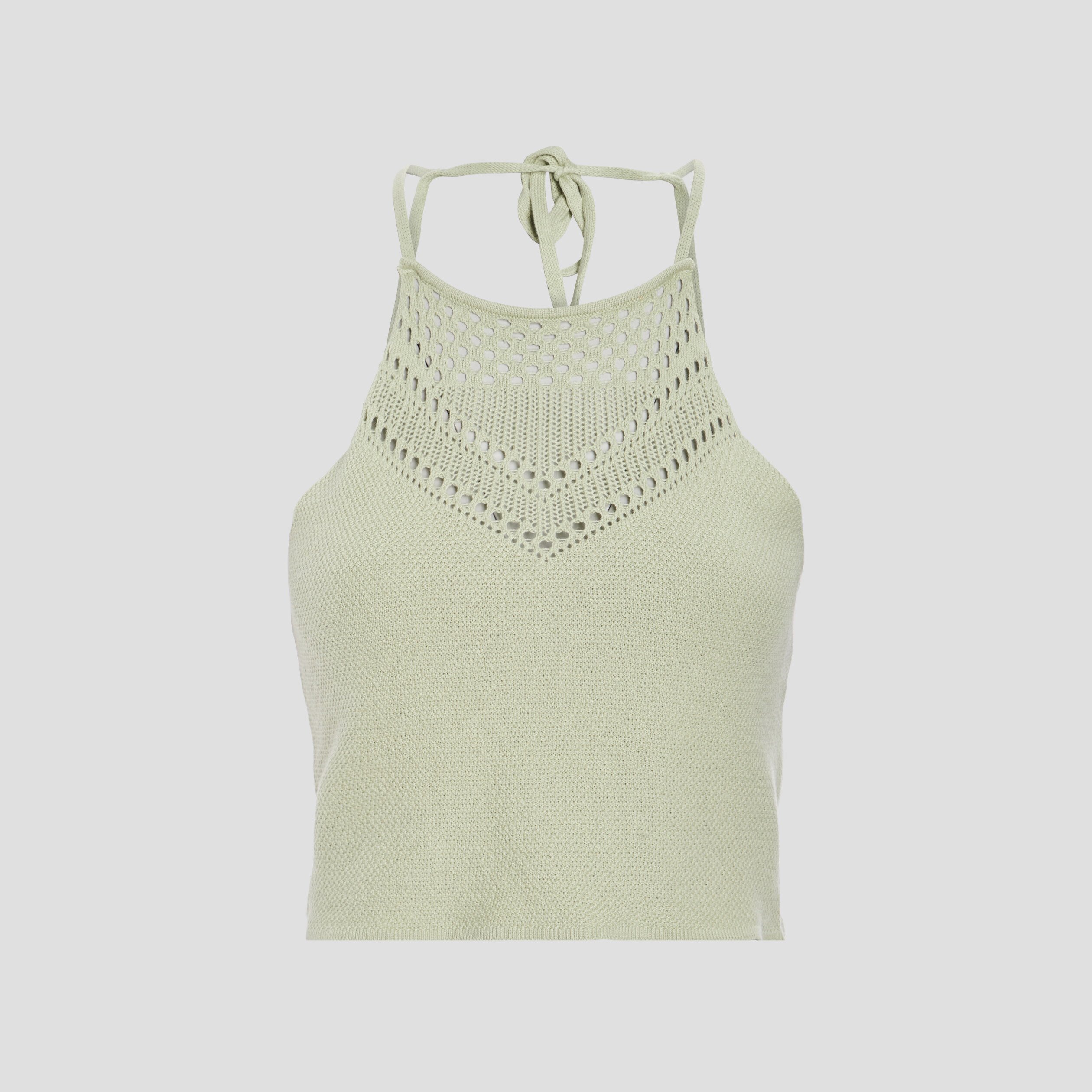 Débardeur cropped crochet vert kaki femme | La Halle