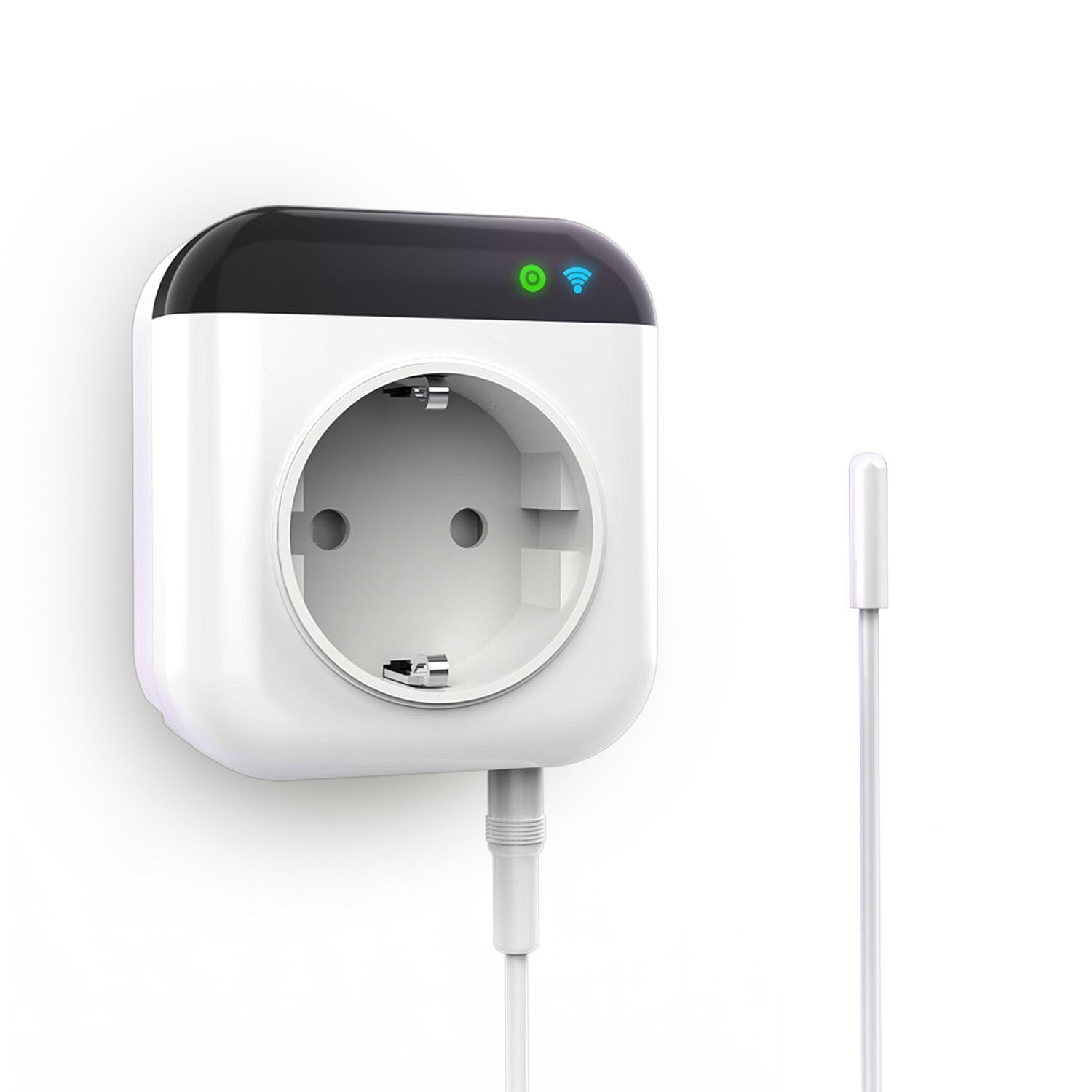 XCOAST Steckdosen-Thermostat Smartes WiFi Energiesparthermostat, Schukostecker Thermostat, max. 3450,00 W, Kein Hub nötig, Steuerung über Smart Life App, 1-St., Temperatursensor, Programmierbar, Alexa Sprachsteuerung, Fernbedienung, Zieltemperatur, Z