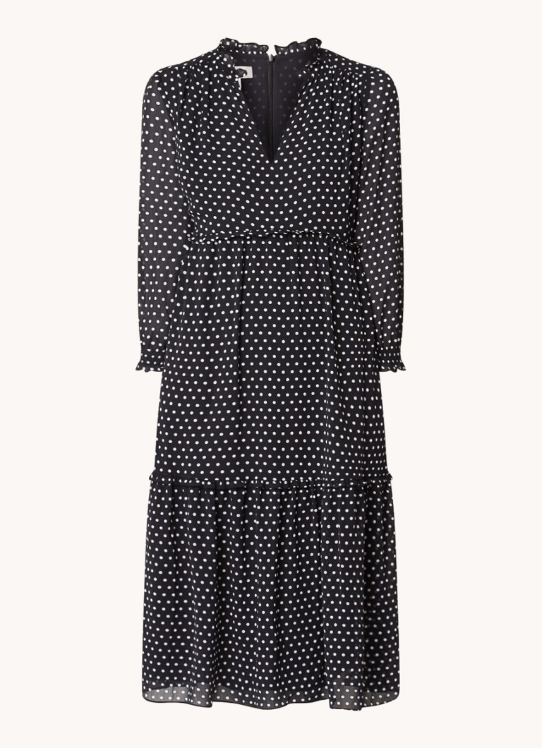 Abito midi con volant e stampa a pois Annalise di Hobbs