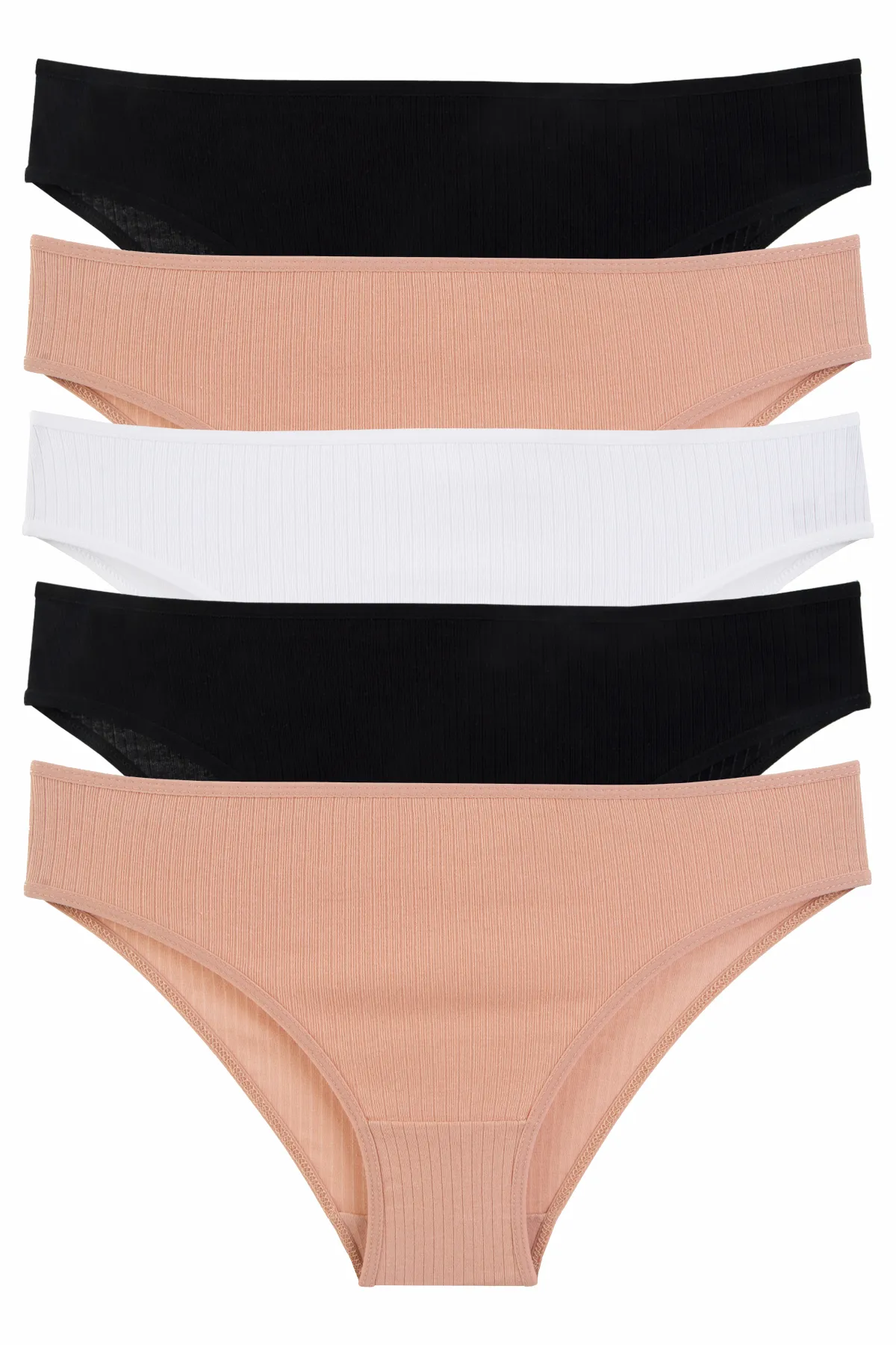 Nicoletta  Damenhöschen 5er-Pack Lycra-Unterhemd aus gerippter Baumwolle MIXCOLOR