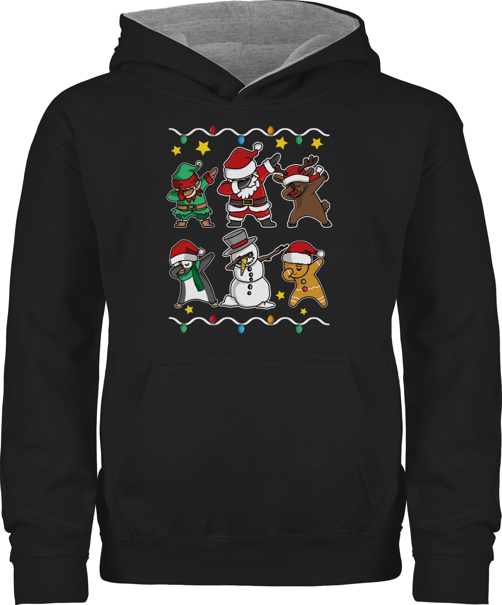 Shirtracer Hoodie Dabbing Weihnachtsfiguren Schneemann Weihnachtsmann Rentier Weihnachten Kleidung Kinder