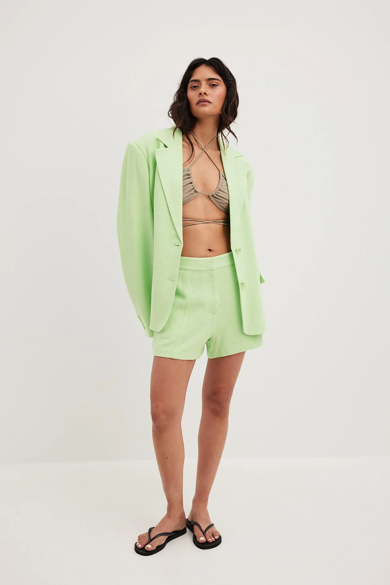 Shorts aus Leinenmischung mit hoher Taille
