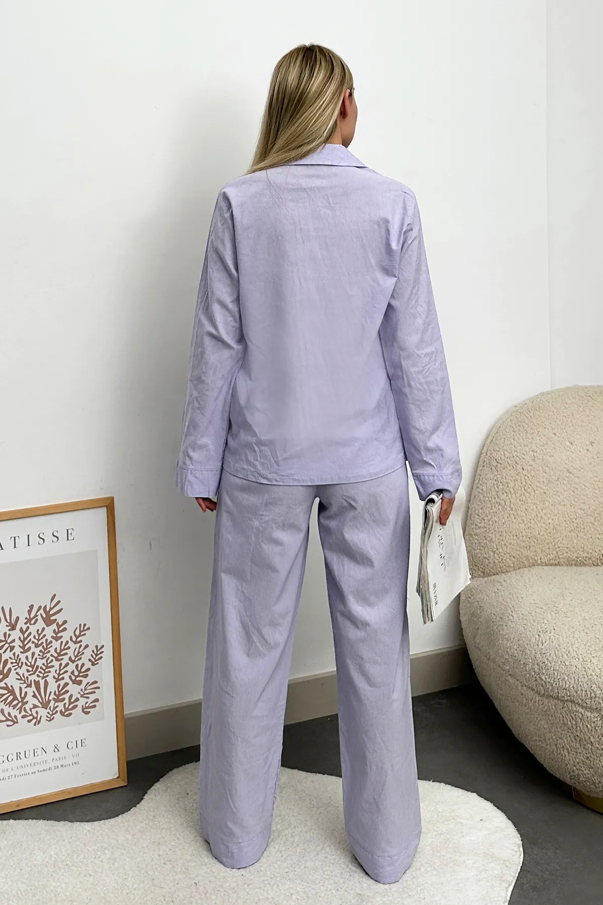 Trend Alaçatı Stili  Damen-Pyjama-Set Alc-X11661 mit einer Tasche in Lila